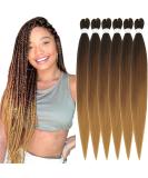 Xusuperb Pre-Stretched Braiding Hair Ombre Brown 26 - 6 Pack Kanekalon Extensions | Soft Yaki-Textured Braids (T1B/30/27#) - Easy International Shipping - Buy Online on SooperMarket.com
