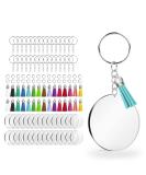 120 pcs Acrylic Keychain Blank with Key Rings: Tassels Key Chain for Craft Bulk Keychain Rings Acrylic Keychain Blanks Rings Key Chain Kit Silver - Buy Online on SooperMarket.com