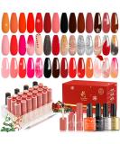 Lavender Violets 25 Pcs Gel Nail Polish Kit with Rose Gold Cat Eye Effect - Includes Blooming Gel, Base Coat, Top Coat, Nail Brush - Soak Off UV LED Varnish for Fashion Party - C401 - Buy Online on SooperMarket.com
