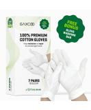 White Gloves Moisturizing Overnight Bedtime Cotton  White Inspection Premium Cloth Quality  Eczema Dry Sensitive Irritated Skin Spa Therapy Secure Wristband (100 Cotton 7 Pairs) - Buy Online on SooperMarket.com
