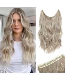 Invisible Wire Hair Extensions Clip in Natural Wavy Synthetic Hair - 20inch Pearl Platinum Blonde - Buy Online on SooperMarket.com
