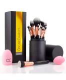 Oscar Charles Makeup Brush Set: 17-piece Make up Brush Set Vegan Professional Brushes with Make up Brush Case Make up Sponge Brush Cleaner Guide & Gift Box - (Rose Gold) - Buy Online on SooperMarket.com