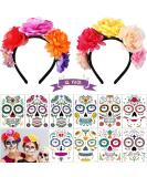Halloween Temporary Face Tattoos - Day of the Dead Headband & Costume Tattoos Set - Buy Online on SooperMarket.com
