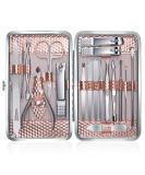 Keiby Citom Manicure Set 18pcs Professional Nail Clippers Kit Pedicure Care Tools-Stainless Steel Grooming Tools with Rose Gold PU Leather Case for Travel & Home (Rose Gold) - Buy Online on SooperMarket.com