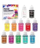 Food Coloring Set 12 Colours x 10ml Cake Food Coloring Liquid Set Food Coloring for Baking Cake Decorating Food Grade Food Color Dye for Fondant Icing Slime Making DIY Supplies Kit-0.35 Fl. oz/Bottles - Buy Online on SooperMarket.com