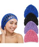 4 PCS Crochet Hair Net for Women - Multicolor Crochet Cap Snoods for Long, Short, or Curly Hair - Rayon Cover Hair Wraps for Sleeping - Buy Online on SooperMarket.com