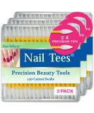 Fran Wilson NAIL TEES COTTON TIPS 120 Count (3 PACK) - The Ultimate Nail Tool Multi-Purpose Double-sided Swabs with Pointed Ends for Precise Touch-ups and the Perfect At-Home Manicure & Pedicure - Buy Online on SooperMarket.com
