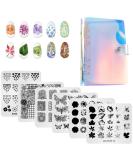 Alexnailart 6-Piece Nail Stamping Plates Set with Multi-Patterns Image Templates for Manicure - Includes Storage Bag (Set6) - Buy Online on SooperMarket.com