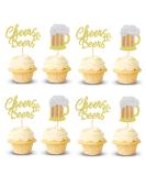Arthsdite 24Pcs Cheers Beer Mug Cupcake Toppers Beers Cake Topper Decorations Cheers Beer Festival Celebrating Birthday Party Supplies - Gold Glitter - Buy Online on SooperMarket.com