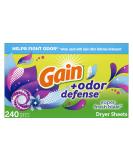 Gain + Odor Defense Dryer Sheets, Super Fresh Blast Scent Fabric Softener Sheets, 240 ct - Buy Online on SooperMarket.com