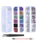 4200pcs Rhinestones for Nails  Nail Glitter Sequins Nail Decals with Crystals Nail Gems Diamonds for Nail Art Including Wax Pencil for Rhinestones And Rhinestone Picker - Buy Online on SooperMarket.com