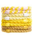 AXEN 8PCS Elastic Hair Ties for Women & Girls | Soft Cotton Ponytail Holders for Thick & Curly Hair | Yellow Series - Buy Online on SooperMarket.com
