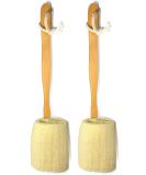 2 Pack Natural Exfoliating Loofah luffa loofa Bath Brush On a Stick - with Long Wooden Handle Back Brush for Men & Women - Shower Sponge Body Back Scrubber - Buy Online on SooperMarket.com