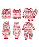 PatPat Family Christmas Pjs Matching Sets - Reindeer & Snowflake Patterned Sleepwear for Couples & Kids in Red/White - Buy Online on SooperMarket.com