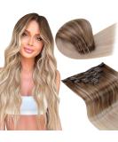 Buy Laavoo Real Hair Clip-In Extensions - Ombre Blonde Balayage Remy Hair 105g 7PCS 45cm | Quality Double Tresse - Buy Online on SooperMarket.com
