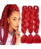 Tess Braids Extensions 60 cm - 3 Pack Jumbo Kanecalon Hair Extensions for Box Braids - Hot Red 100g Bundle - Buy Online on SooperMarket.com