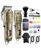 Karrte Professional Hair Clippers Set - Cordless Hair Trimmer for Men | T-Blade Beard Grooming Kit with Adjustable LED Display - Zero Gapped Bronze Finish - Buy Online on SooperMarket.com