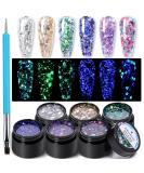 BORN PRETTY Glitter Gel Nail Polish Glow in the Dark Gel Nail Polish Set Luminous Nail Polish Sparkly Shiny Gel Polish Kit with Nail Brush Soak Off Nail Polish Home DIY Manicure Nail Salon Varnish 6Colors glow in dark sequ… - Buy Online on SooperMarket.com