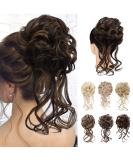 REECHO Tousled Updo Messy Bun Hair Piece for Women - Chocolate Brown with Highlights - Buy Online on SooperMarket.com