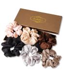 Lolalet 6 Pack Scrunchies for Hair, Hair Scrunchies for Women Girls, Soft Satin Scrunchy for Sleeping, Big Sleep Tie Scrunchie with Elastic Hair Bands for Thick Thin Fine Curly Hair -Style A Black, Grey, Light Brown, Pink, Champagne, Chocolate - Buy Online on SooperMarket.com