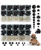 800PCS Safety Eyes & Noses for Amigurumi - 2 Boxes, Black Plastic Craft Doll Eyes with Washers for Crochet Stuffed Animals, Assorted Sizes - Includes Size Chart - Buy Online on SooperMarket.com