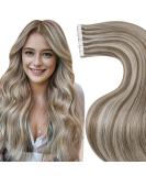 Buy Laavoo Invisible Tape Extensions | Real Hair Remy Blond Highlighted 40cm | Seamless 20pcs Perfect for Natural Look - Buy Online on SooperMarket.com