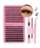 TOOCHUNAG Eyelash Extension Kit - 320pcs 30D+40D Individual Lashes Cluster Set with Bond, Seal, and Tweezers - DIY Lash Extensions 8-16mm - Buy Online on SooperMarket.com