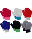 Jupsk Toddler Mittens Winter Warm Knitted Gloves Magic Stretch Color Contrast Gloves for Baby Kids Boys Girls 1 2 3 4 Years Old 6 Pairs - Buy Online on SooperMarket.com