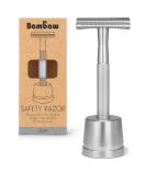 Metal Safety Razor Silver with Safety Razor Stand | Wet Razor for Men and Women | Fits All Double Edged Razor Blades | Environmentally Friendly and Reusable | DE Safety Razor Metal | Bambaw Silver with Stand - Buy Online on SooperMarket.com