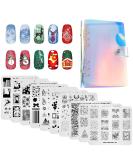Alexnailart Christmas Nail Stamping Plates Set - 10 Piece Multi-Pattern Design Stencils with Storage Bag (Set7) - Buy Online on SooperMarket.com