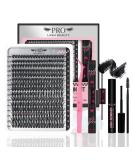 PRO DIY Lash Extension Kit 300 Pcs Lash Clusters D Curl Mix Eyelash Clusters Individual Lashes Kit Lash Bond And Seal Lash Remover Eyelash Brush Lash Tweezer Self Apply At Home(40D-9-16mix Kit) 9-16 mix 40D-D Kit - Buy Online on SooperMarket.com