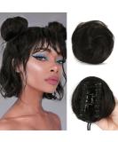 Sofeiyan 2PCS Mini Claw Clip in Hair Bun Extension Synthetic Wig Accessory Updo Space Bun Hair Messy Cat Ears Hair Bun Pieces for Women Darkest Brown Tend to Black - Buy Online on SooperMarket.com