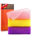 UJFQBH 3 Pieces African Bath Sponge African Net Long Net Bath Sponge Exfoliating Shower Body Scrubber Back Scrubber Skin Smoother,Great for Daily Use (Pink,Yellow,Purple) - Buy Online on SooperMarket.com