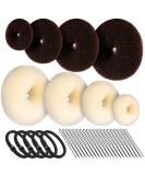 8pcs Hair Donut Bun Maker, FANDAMEI Hair Bun Maker Set with 4pcs Dark Brown &4pcs Beige Donut Bun Makers (2 extra-large, 2 large, 2 medium and 2 small), 5 pieces Hair Elastic Bands,20 pieces Hair Pins - Buy Online on SooperMarket.com