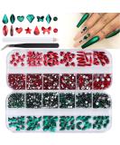 Kalolary Green Nail Rhinestones | Christmas 3D Flatback Red Crystal Charm Stones | Tweezer & Picker Set | DIY Acrylic Nail Art Decoration - Buy Online on SooperMarket.com