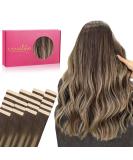 If -alife tape extensions real hair 20pcs 50g 55cm 22 inch balayage chocolate brown to honeyblond remy invisible tape extensions silky straight real hair extensions skin weft tape in 55cm #4/26/4 Balayage chocolate brown to honeyblond - Buy Online on SooperMarket.com