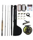 Wild Water Standard Fly Fishing Combo Starter Kit - 3 or 4 Weight, 7 Ft Graphite Rod with Accessories, Aluminum Reel, Fly Box, and Flies - Buy Online on SooperMarket.com