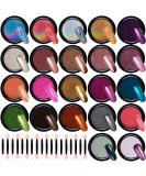 Duufin 22 Color Chrome Nail Powder Set - Metallic Mirror Effect & Holographic Aurora with 22 Eyeshadow Sticks - Buy Online on SooperMarket.com