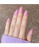 Novo Ovo Neon Pink Glitter Hologram Press-On Nails | Short to Medium Oval Almond Artificial Fingernails for Valentine's Day - Buy Online on SooperMarket.com