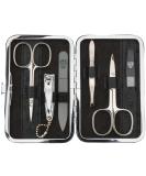 Buy Three Swords Germany 6 pcs Manicure Set 'Genova' - Premium Synthetic Leather Nail Care Kit with Scissors Clippers and Tweezers - International Shipping Available - Buy Online on SooperMarket.com