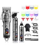 Suttik Hair Clippers for Men Beard Trimmer Nose Hair Trimmer Set of 3, Professional Cordless Barber Clippers for Hair Cutting Grooming Kit, Rechargeable, LCD Display, Gift for Men Gray - Buy Online on SooperMarket.com