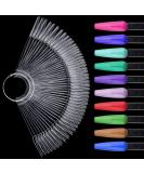 2 Sets of 100 Clear Coffin Ballerina Fan Shape Nail Art Tips Display with Metal Split Ring Holder NT080 - Buy Online on SooperMarket.com