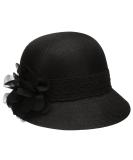 Women's Black Gatsby Linen Cloche Hat with Lace Band and Flower - Elegant Vintage Style - Buy Online on SooperMarket.com