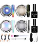 Chrome Nail Powder Gifts for Women - Holographic Unicorn Rainbow Nail Powder, Aurora Mermaid Iridescent Nail Powder, Sliver Metallic Mirror Effect Nail Powder, Cat Eye Chrome Nail Powder Manicure Art - Buy Online on SooperMarket.com