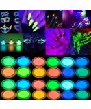 Glow in The Dark Pigment Powder Set - Pack of 24 Neon Color Changing Luminous Powder for Epoxy Resin, DIY Crafts, Nail Art & Halloween Party - Buy Online on SooperMarket.com