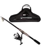 Wakeman Portable Fiberglass Fishing Rod with Size 20 Spinning Reel - Ideal Fishing Gear for Ponds, Lakes, and Rivers in Black - Buy Online on SooperMarket.com
