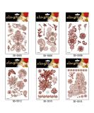 Adecco LLC 6 Sheets Flower Temporary Henna Tattoos, Fashion Flash Women Tattoo, Henna Stickers, Waterproof Red Ink Body Art Stickers. (1) - Buy Online on SooperMarket.com