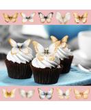 30 x Pre-Cut Beautiful Gold Golden Pastel Butterflies Edible Wafer Rice Paper Cupcake Cake Dessert Toppers - Buy Online on SooperMarket.com