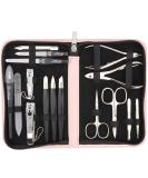 Buy Three Swords 16 pcs Manicure Pedicure Set 'Cinisello' - High-Quality Pink Synthetic Leather Nail Care Kit for Hand & Foot - Buy Online on SooperMarket.com