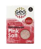 Geo Organics Himalayan Pure Pink Salt Crystals - 100% Natural Salt & Unrefined - Harvested Using Sustainable & Eco Friendly Practices - Contains 84 Minerals (500 Grams (Pack6) Fine Pink Salt) Finely Ground (Pack of 6) - Buy Online on SooperMarket.com